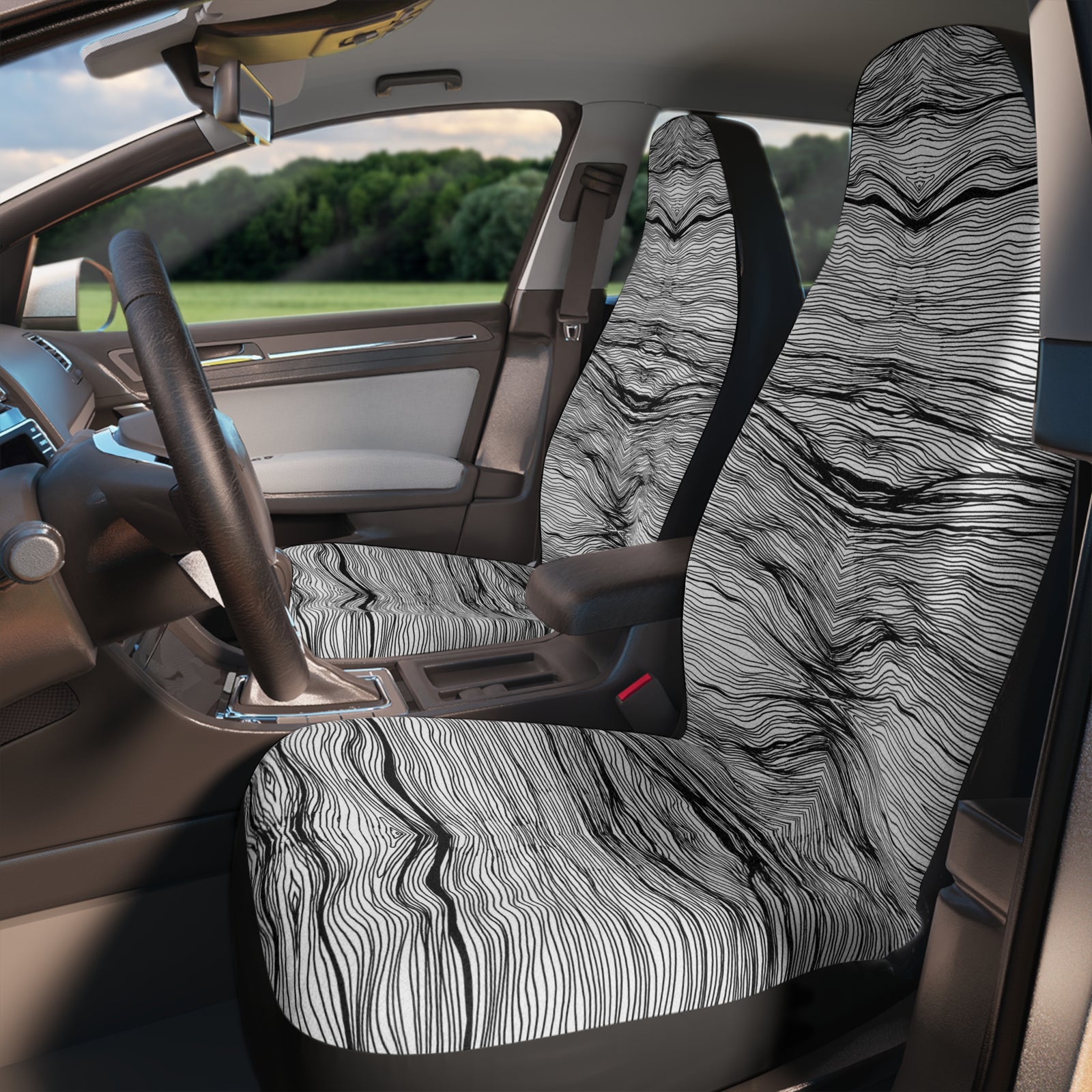 Black and White Striped Car Seat Covers "Striped'