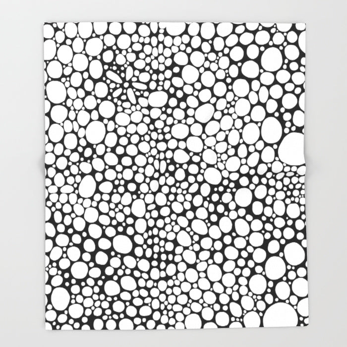 'Black and White Bubbles' Modern Fleece Blanket
