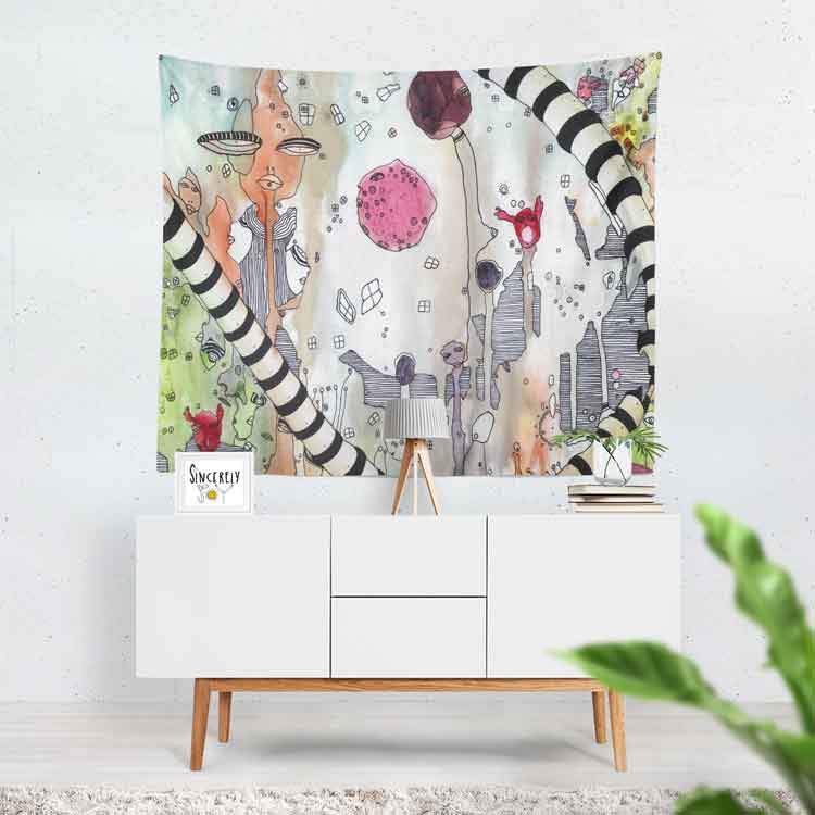 wall art tapestry 'a female hello'