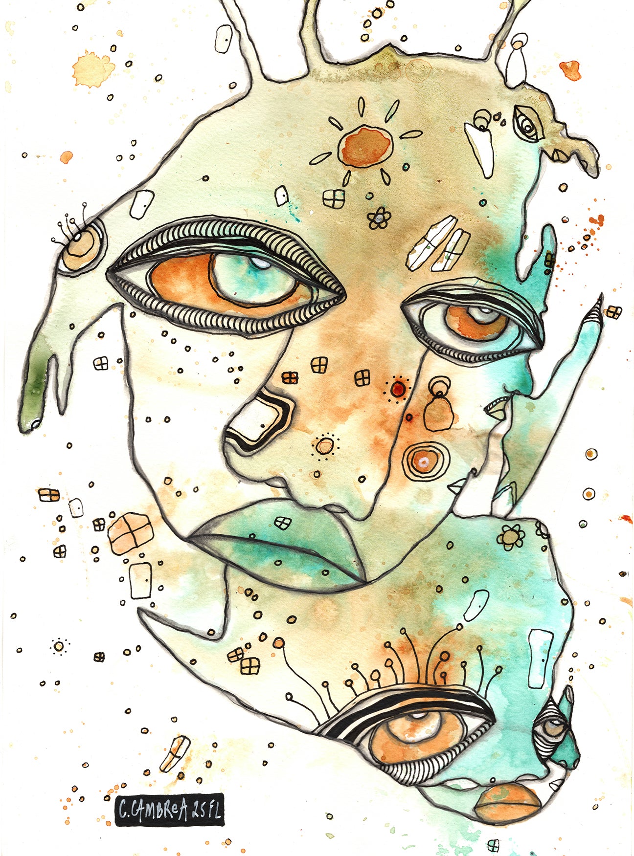 "Flying Away" Original Mixed Media art on Watercolor Paper