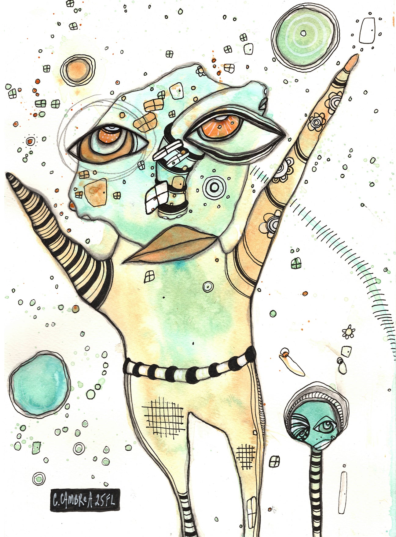 "Free to Be" Original Mixed Media art on Watercolor Paper