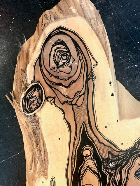 Original Abstract Fine Art "The angel and her golden door"