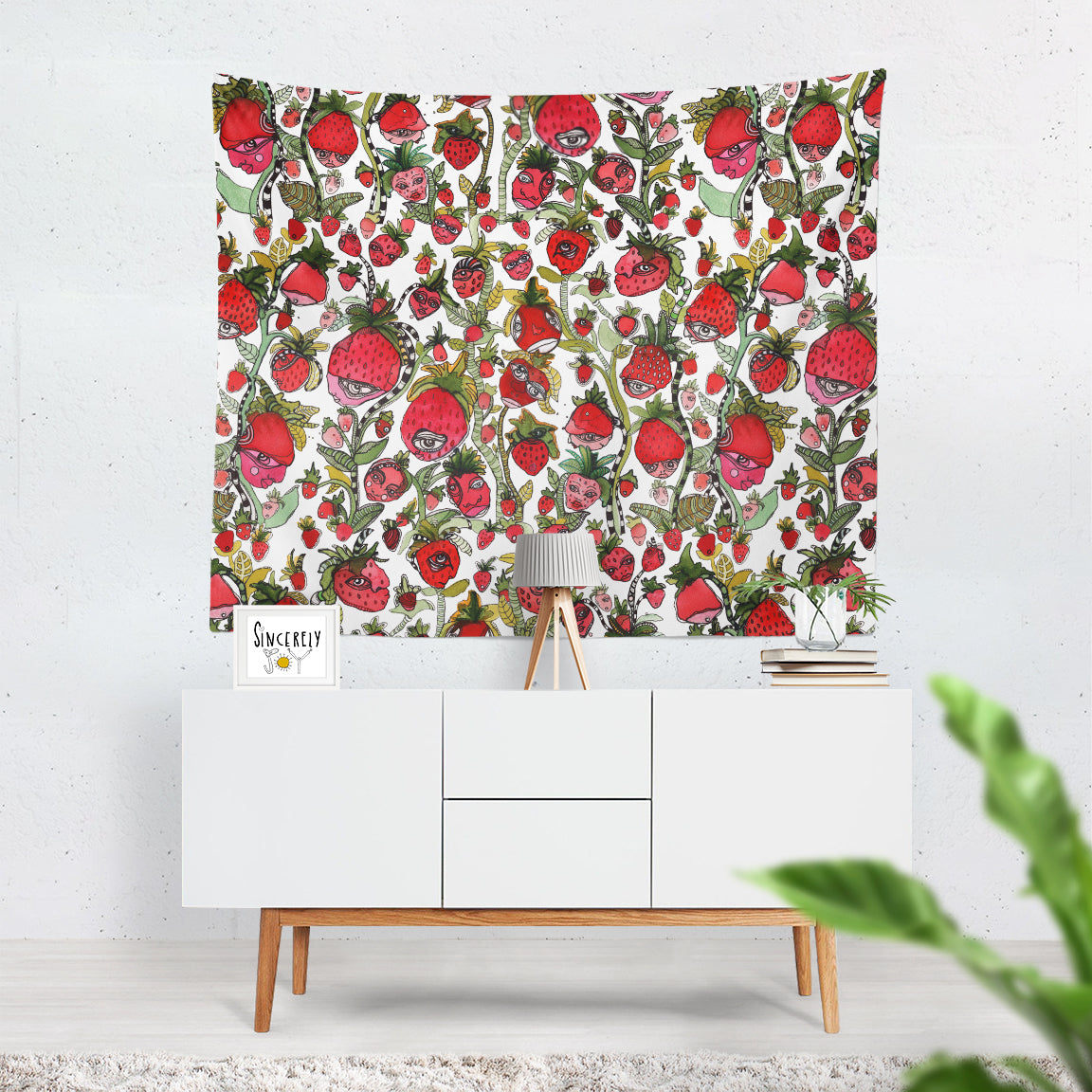 Wall Art Tapestry 'Strawberry Friends'