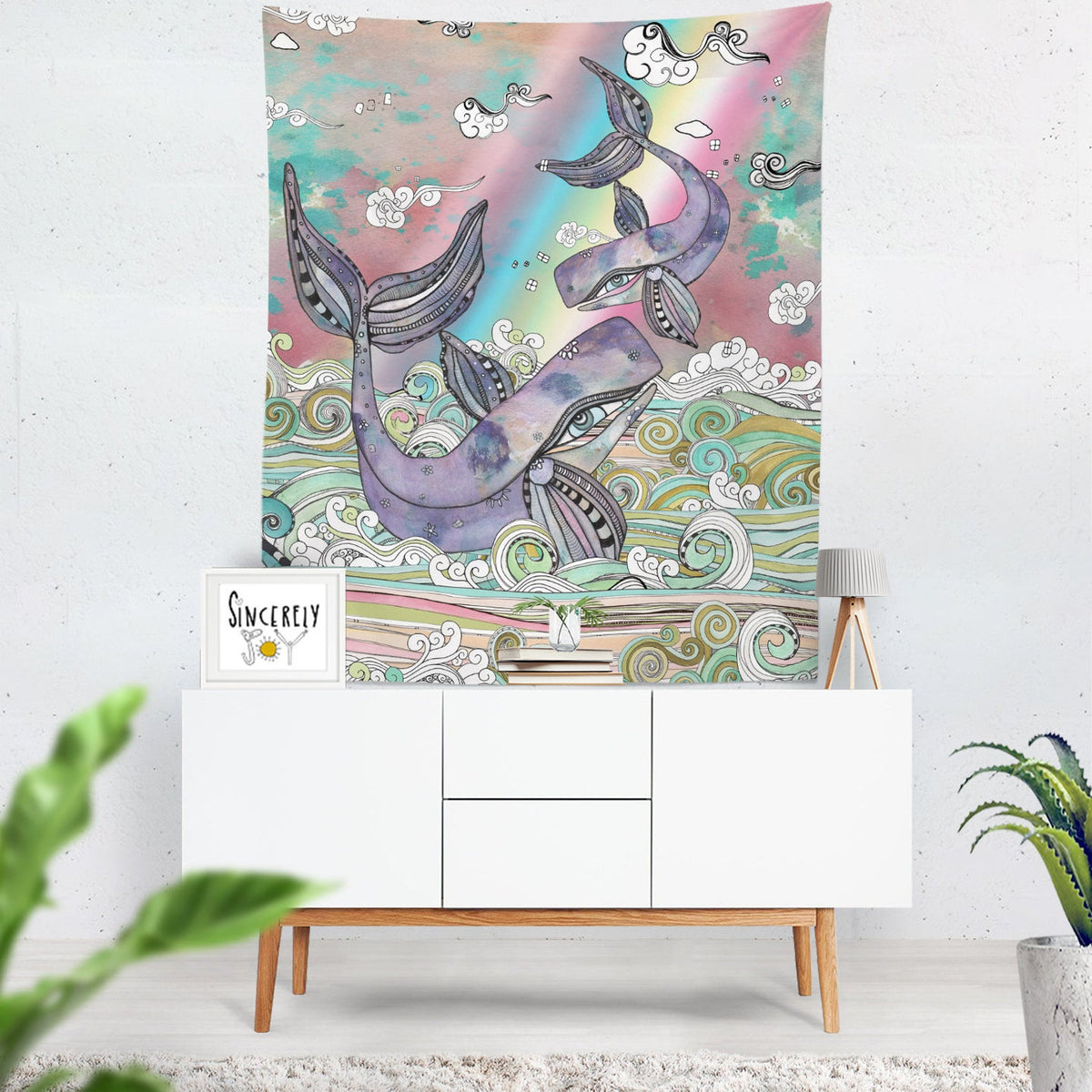 Wall Art Tapestry &#39;Whales&#39;
