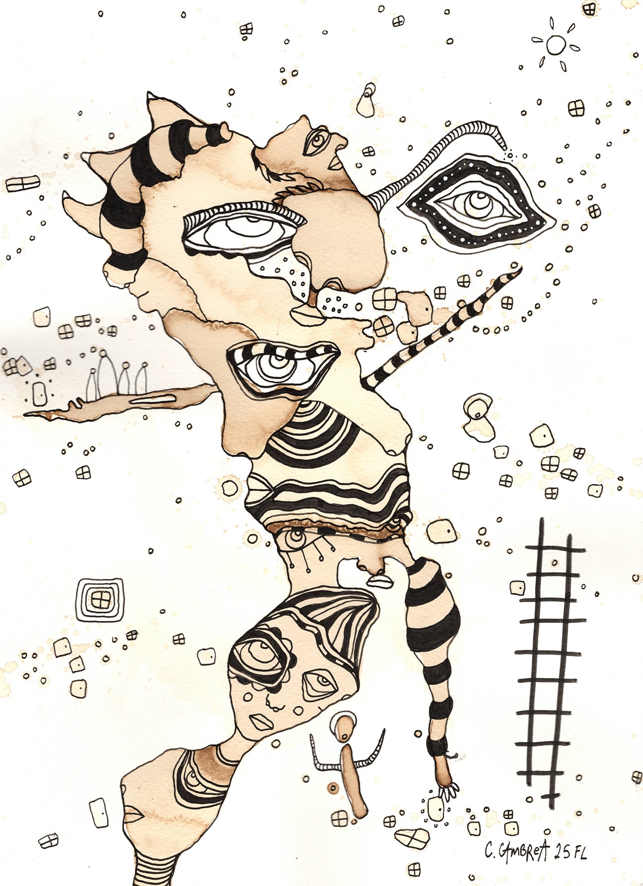 "What Dreams May Come" Original Coffee Stained art on Watercolor Paper