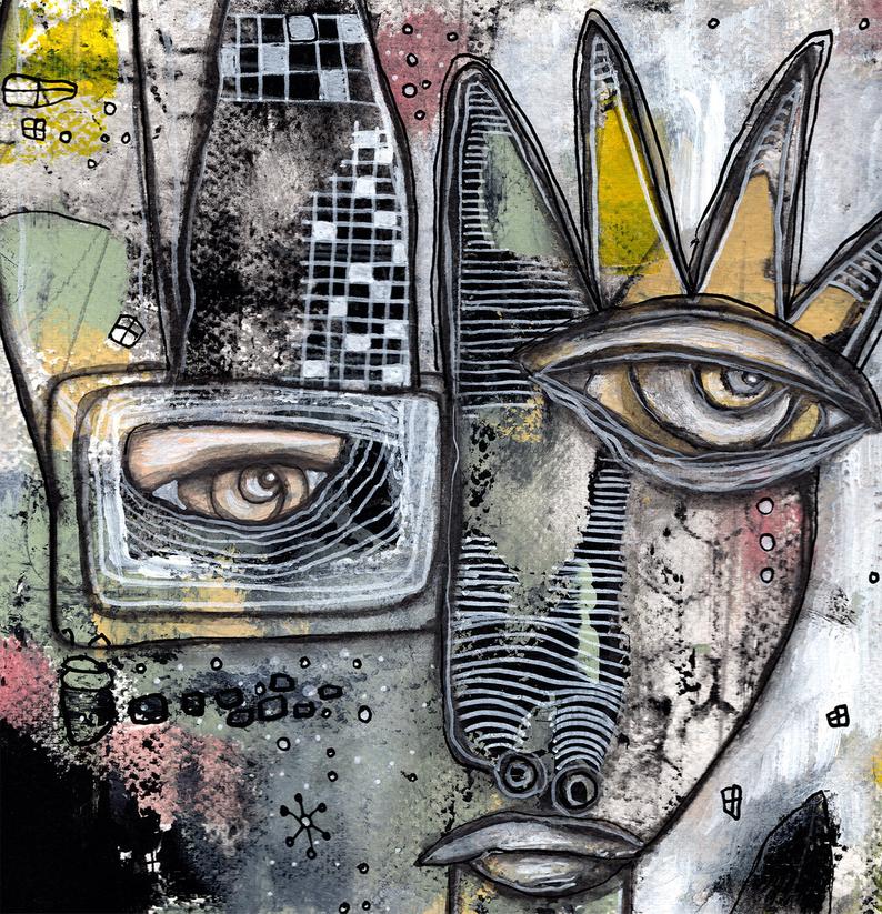 Abstract Mixed Media Shower Curtain &#39;Written in the Stars&#39;