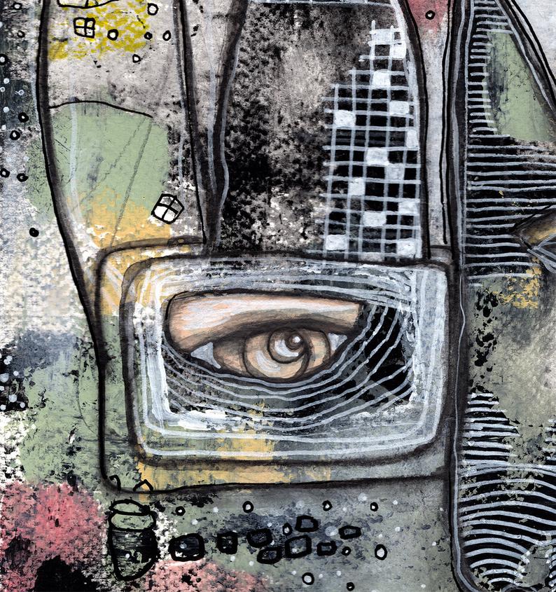 Abstract Mixed Media Shower Curtain &#39;Written in the Stars&#39;